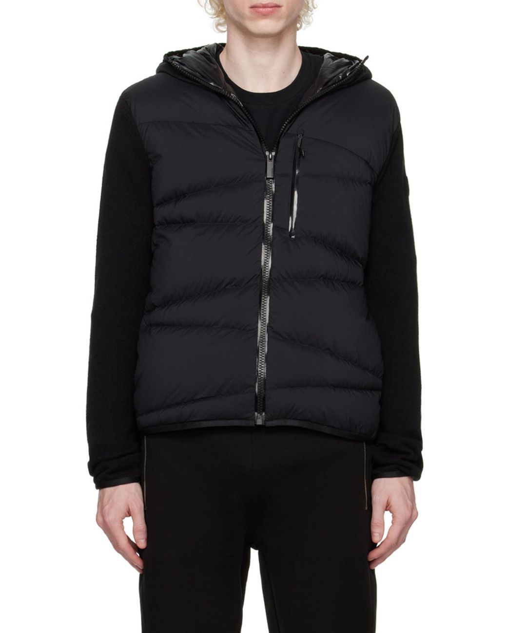 Moncler Black Padded Wool Hoodie for men