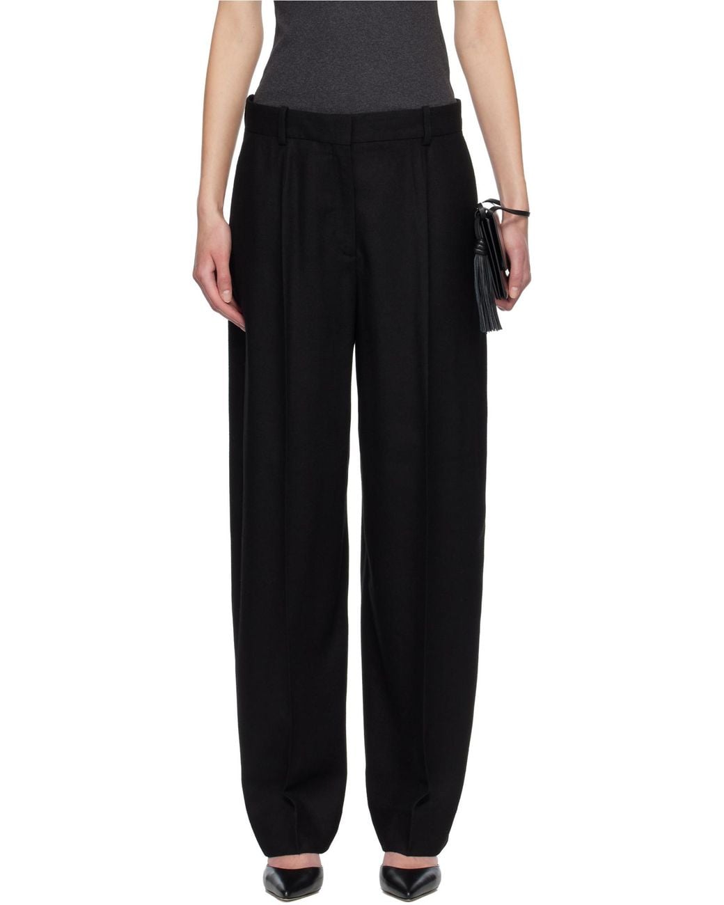 Totême  Black Totême Pleated Wide-Leg Pants