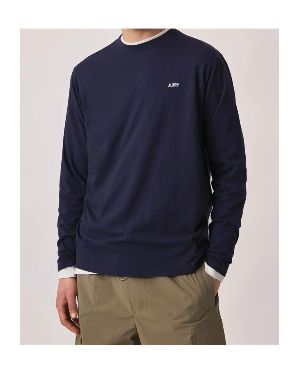 Autry Blue Long Sleeved Logo Embroidered T-Shirt for men