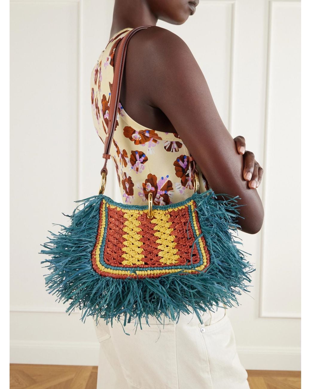 Rabanne Multicolor Rabanne Fringed Woven Shoulder Bag