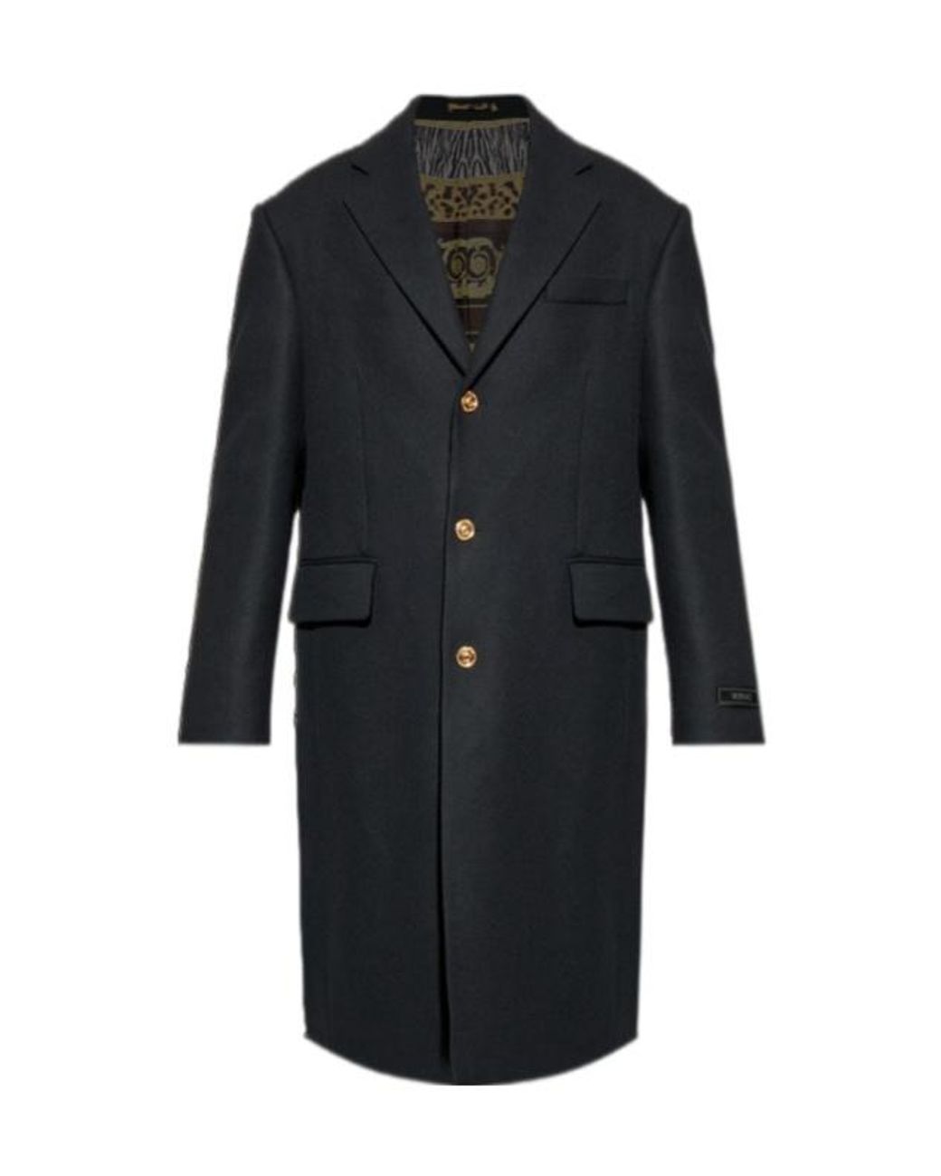 Versace Black Single-Breasted Long Coat for men