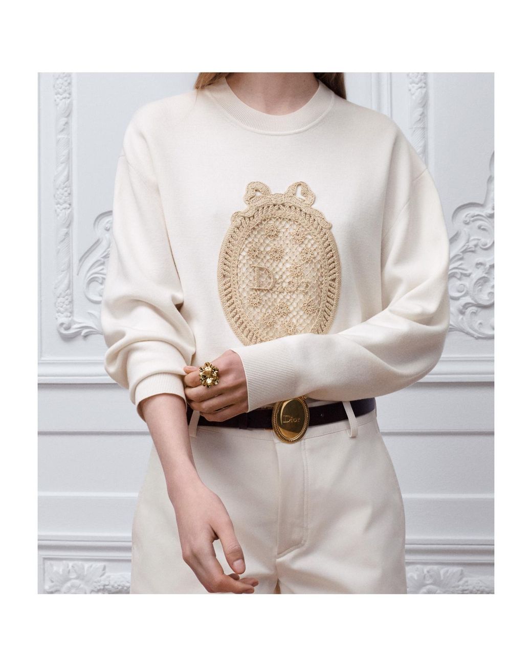 Dior White Iviera Médaillon Sweater