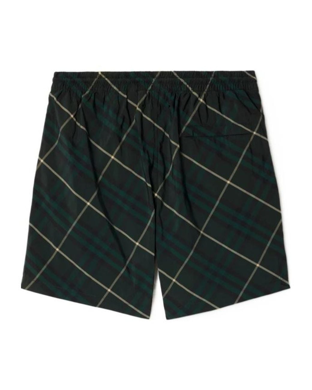 Burberry Green Check-Print Drawstring Swim Shorts for men