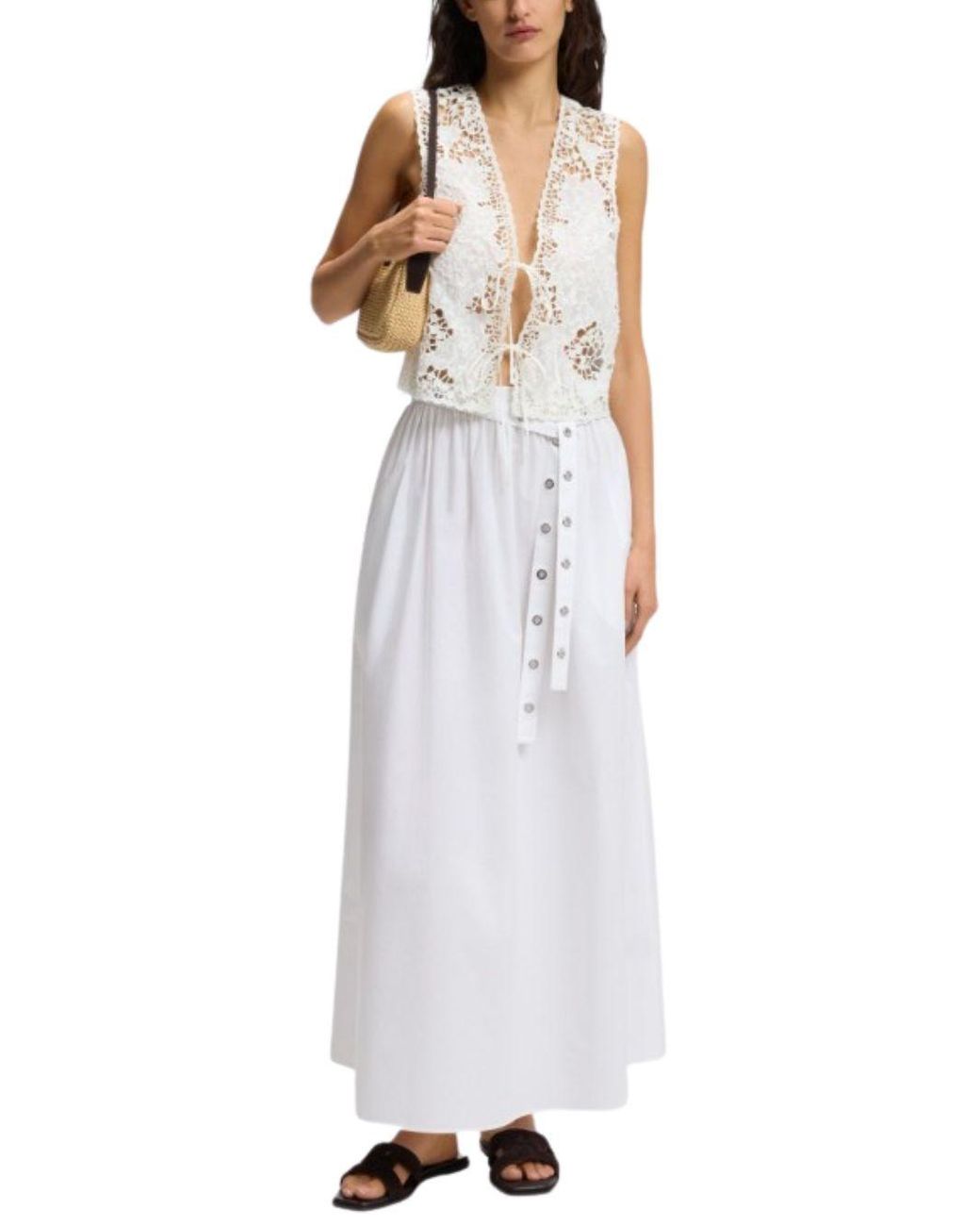 Boss White Lace Tie-Fastening Top