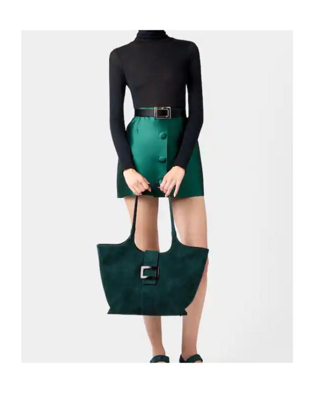 Roger Vivier Green Belle Vivier Medium Shopping Bag