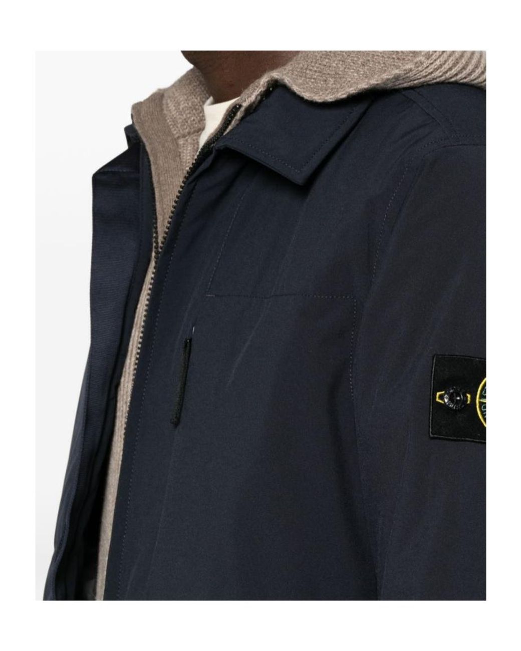 Stone Island Black Logo Patch Zip-Up Jacket for men