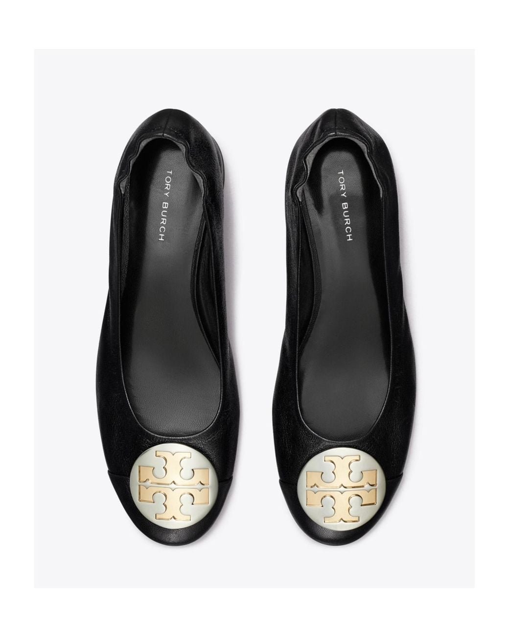 Tory Burch Black Claire Cap-Toe Ballet Shoes