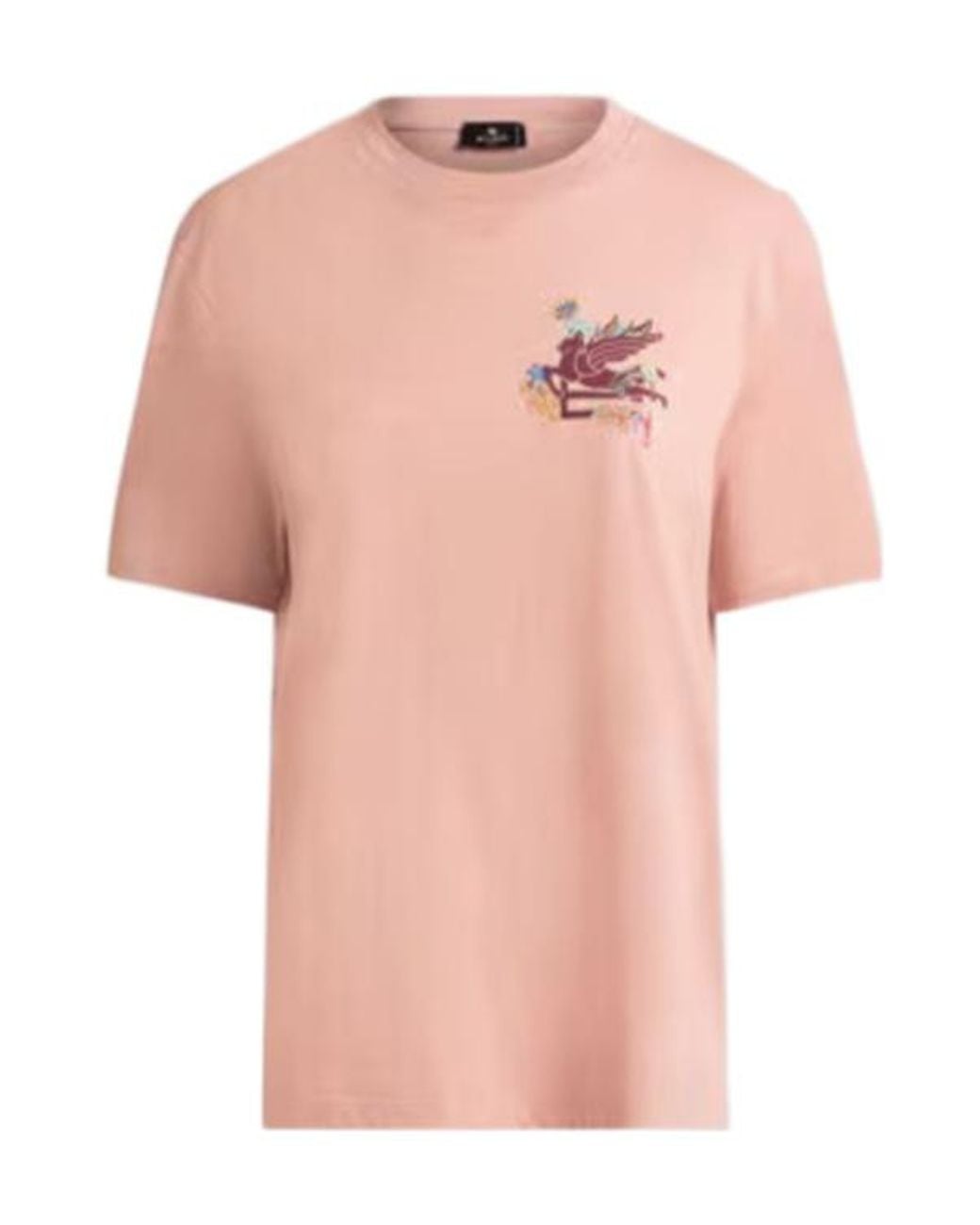 Etro Pink Pegaso Printed Crewneck T-Shirt