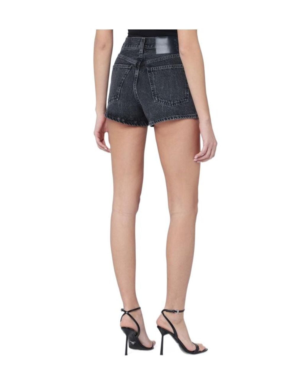 Haikure Black High-Waist Denim Shorts