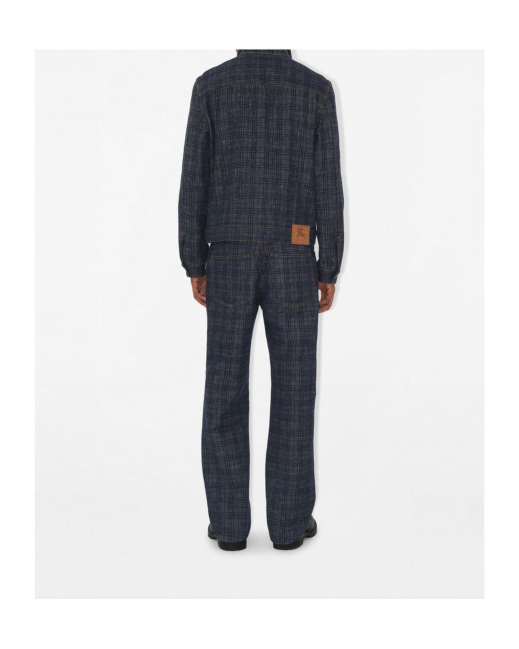 Burberry Blue Loose Check Denim Jeans for men
