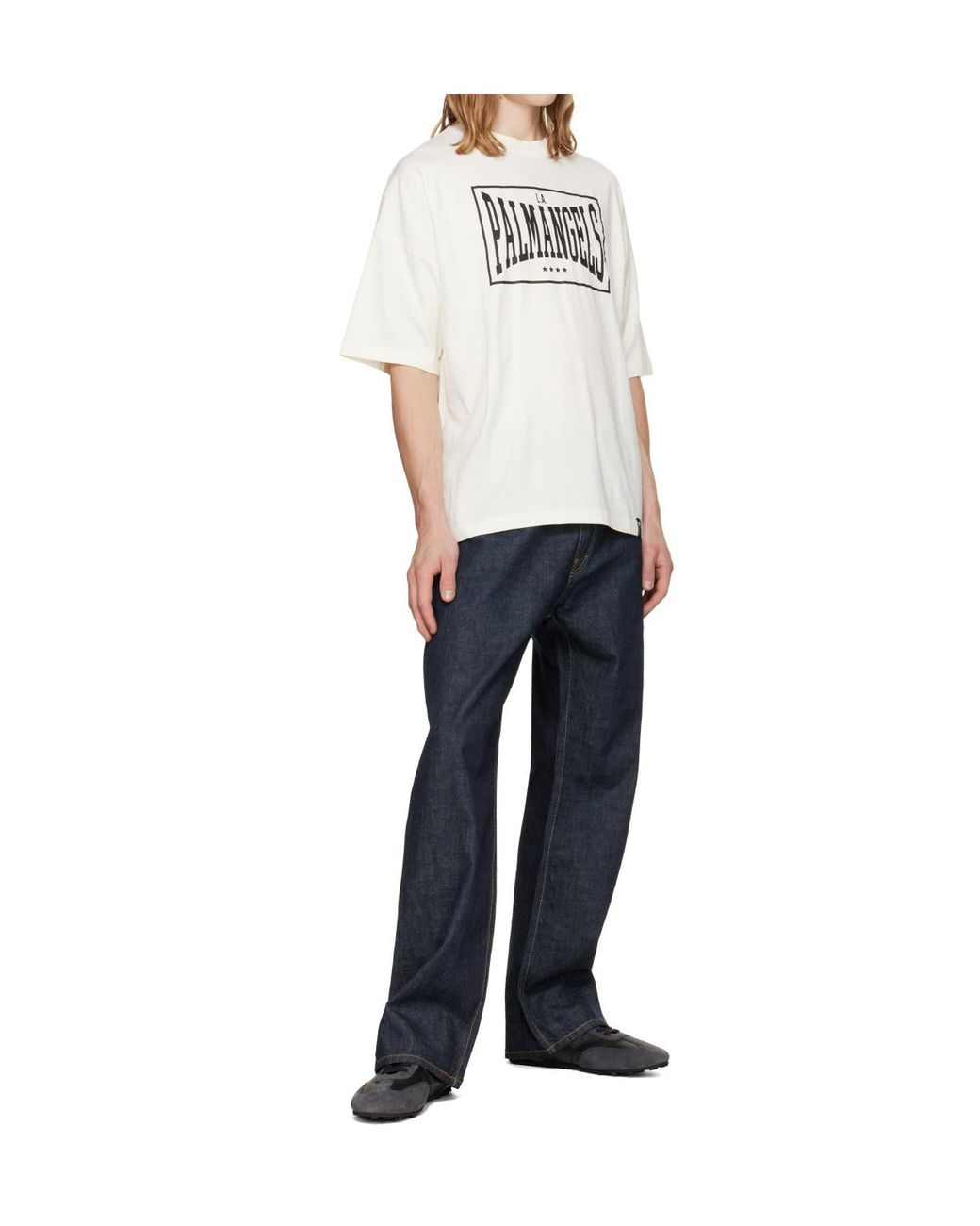 Palm Angels White Retro Logo Loose-Fit T-Shirt for men