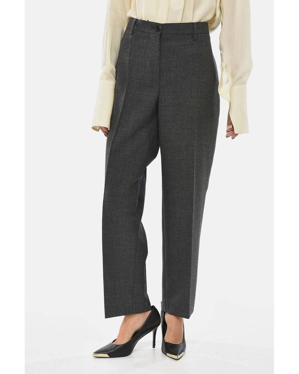 Prada Gray One-Pleat High-Waist Trousers