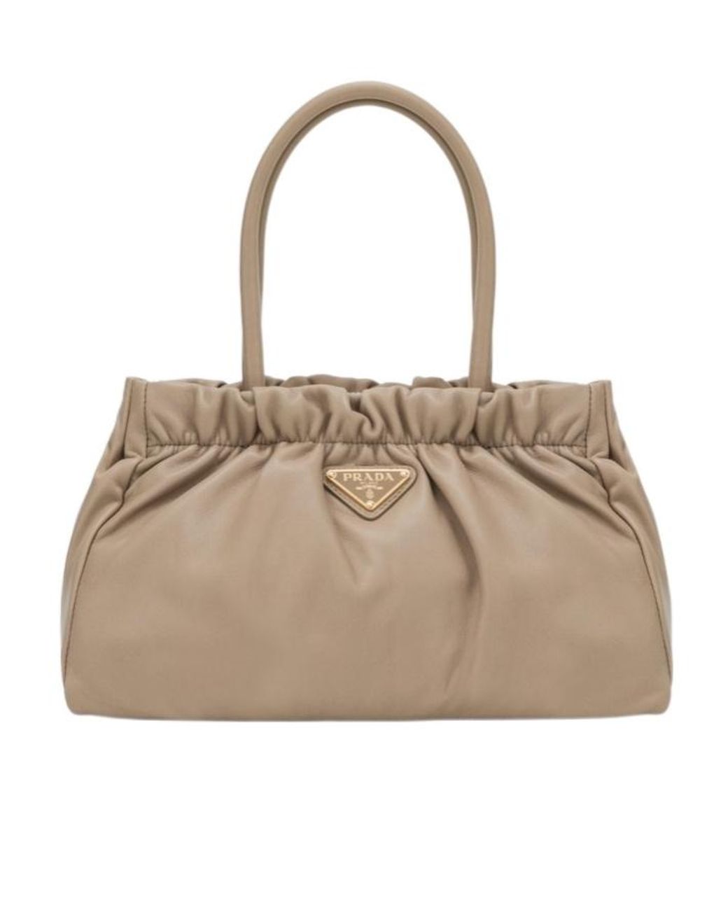 Prada Natural Double Handle Shoulder Bag