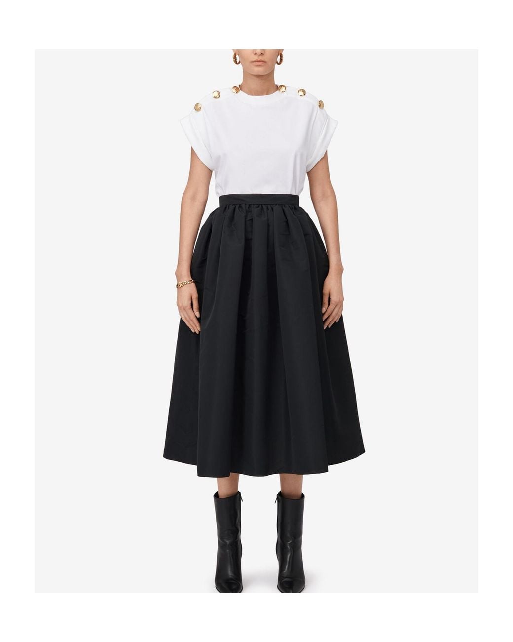 McQueen White Seal Button-Embellished T-Shirt