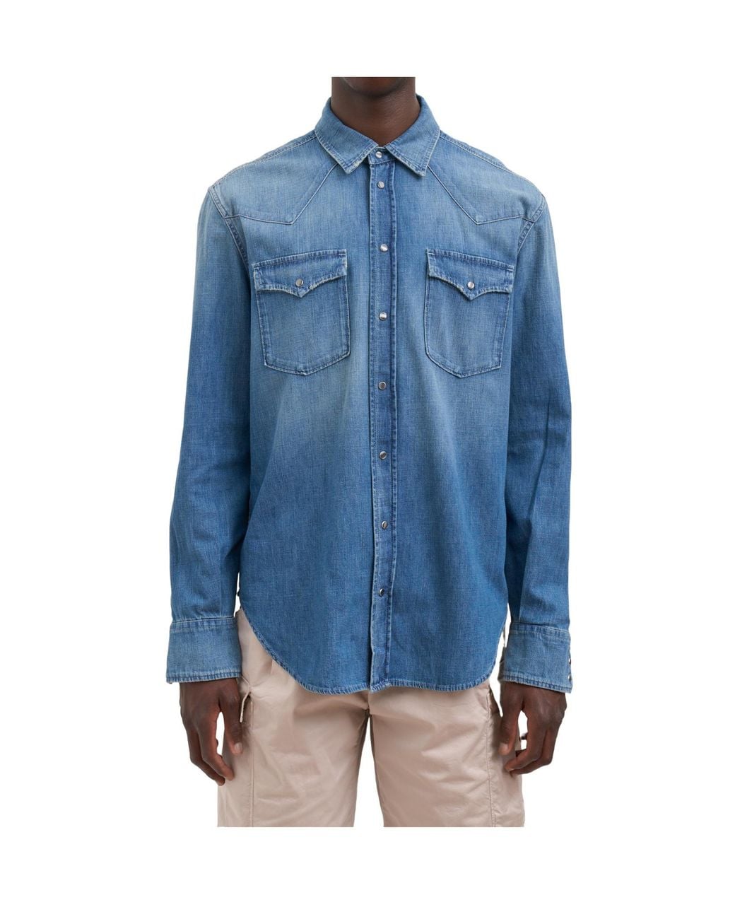 Dondup Blue Western Denim Shirt for men