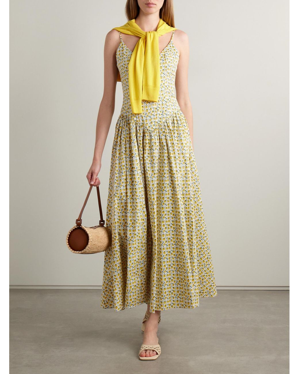 Staud Metallic Cotton-Blend Poplin Maxi Dress