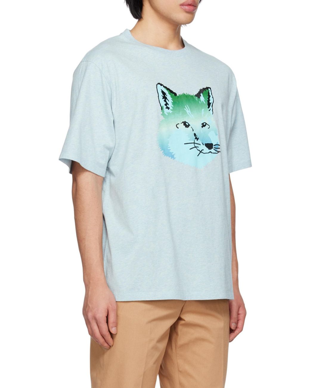 Maison Kitsuné Blue Maison Kitsuné Graphic Printed Crewneck T-Shirt for men