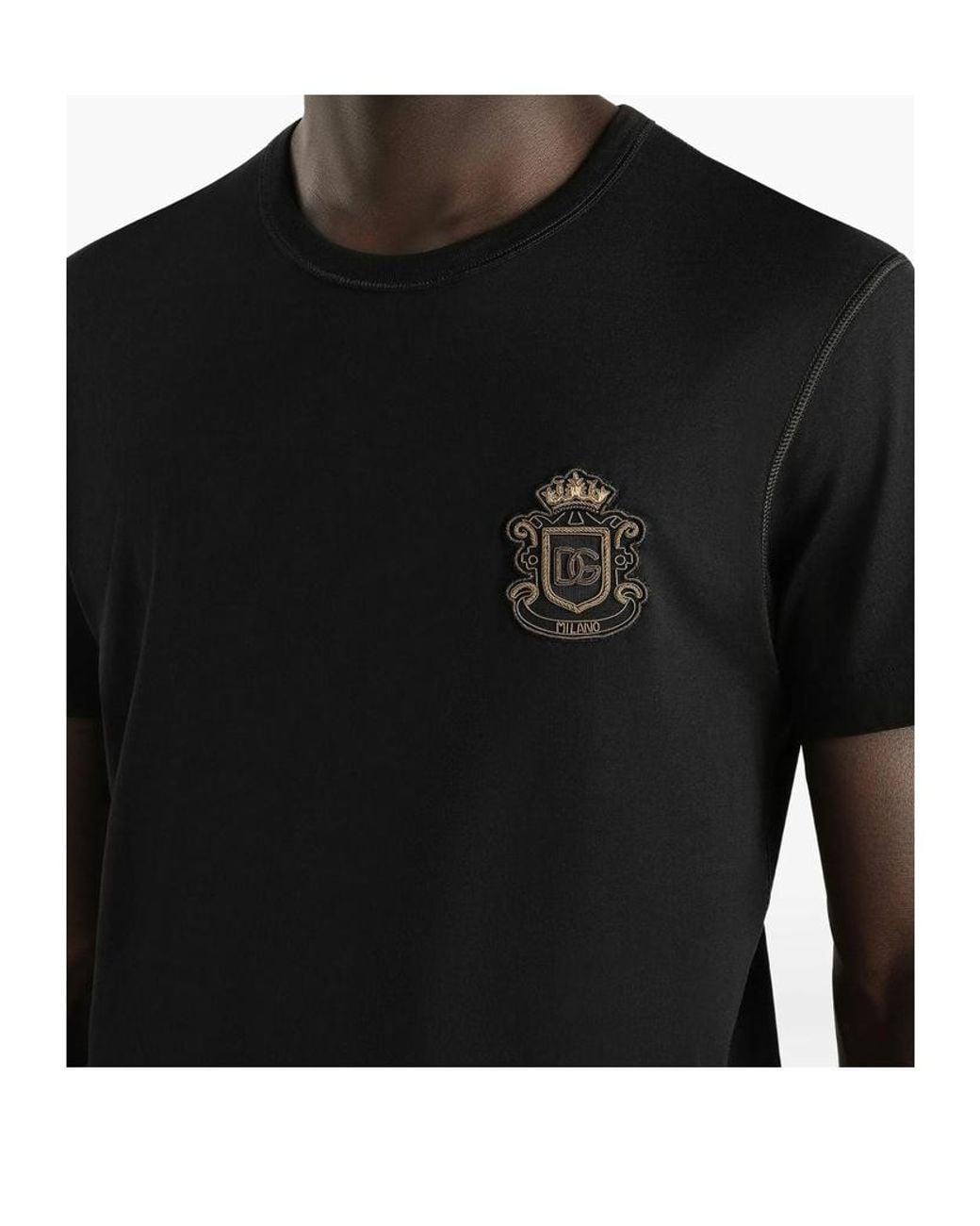Dolce & Gabbana Black Crest Logo Patch T-Shirt for men