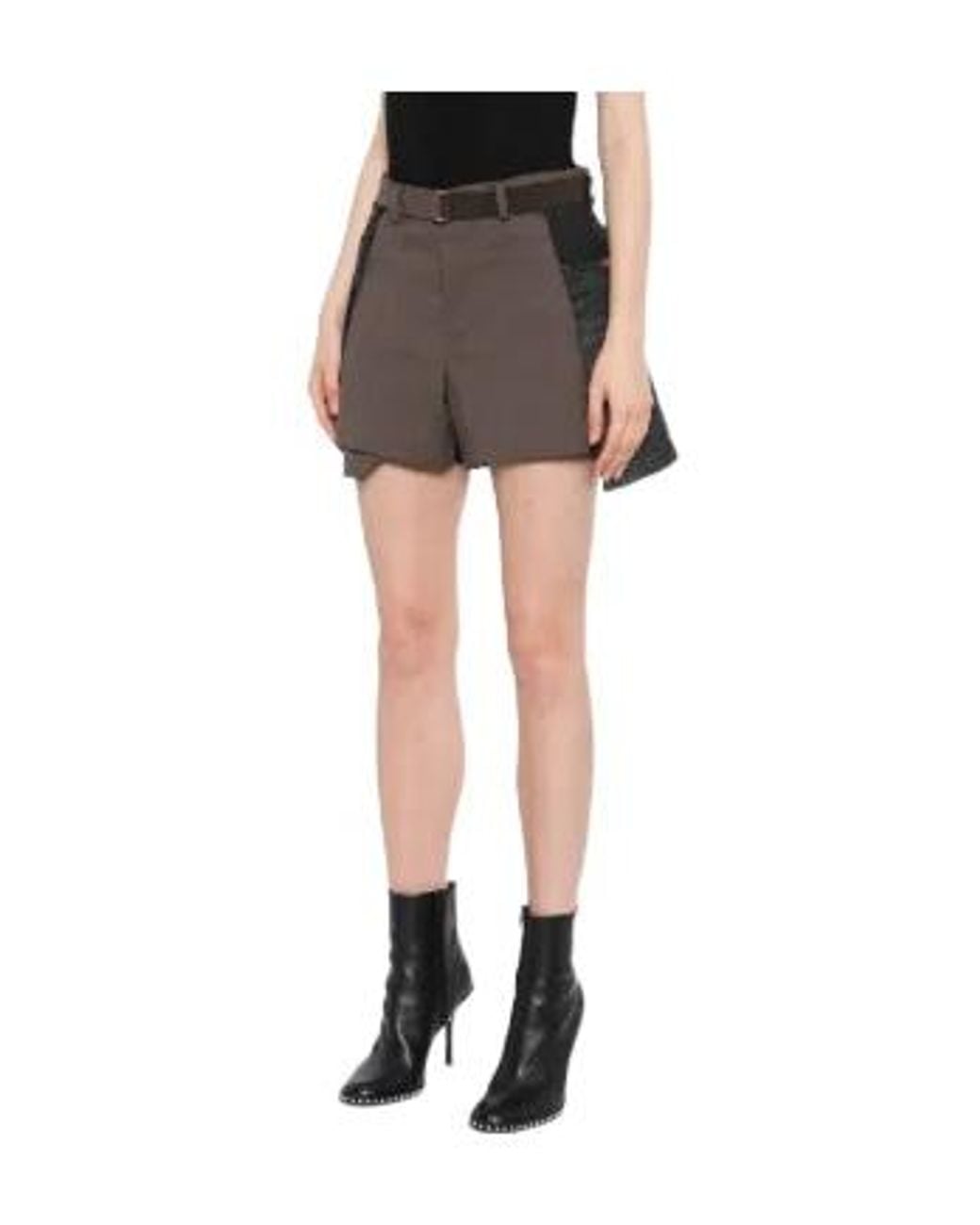 Sacai Brown Hybrid Denim-Panel Shorts