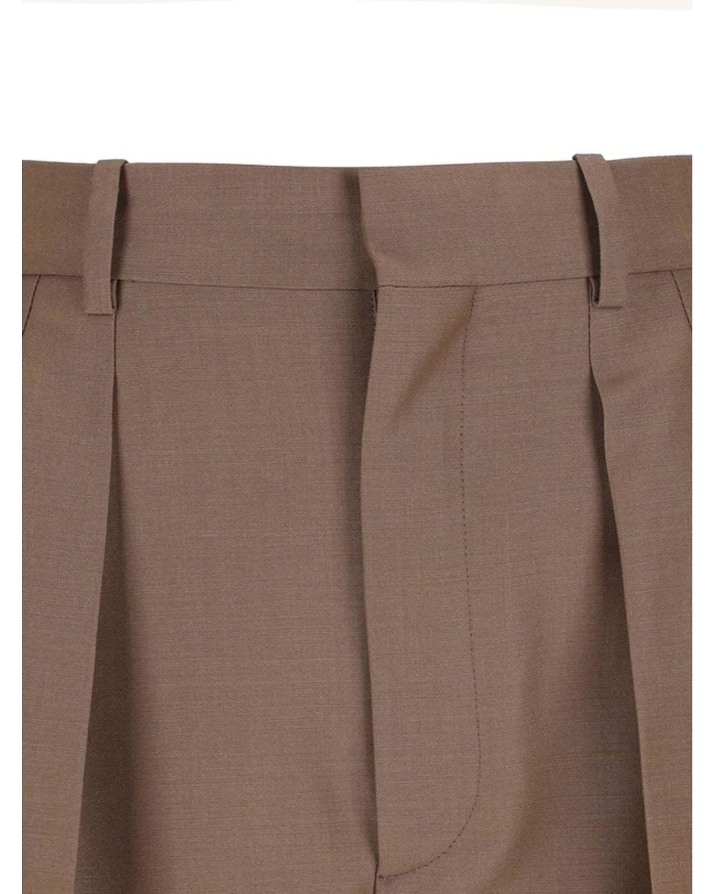 Saint Laurent Natural Mid-Rise Tailored Pants