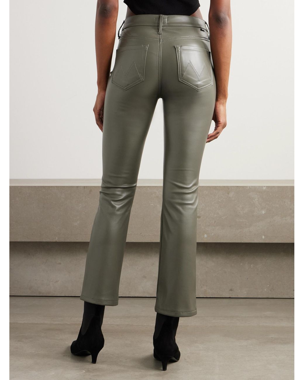 Mother Gray Soft Faux Leather High-Waisted Pants