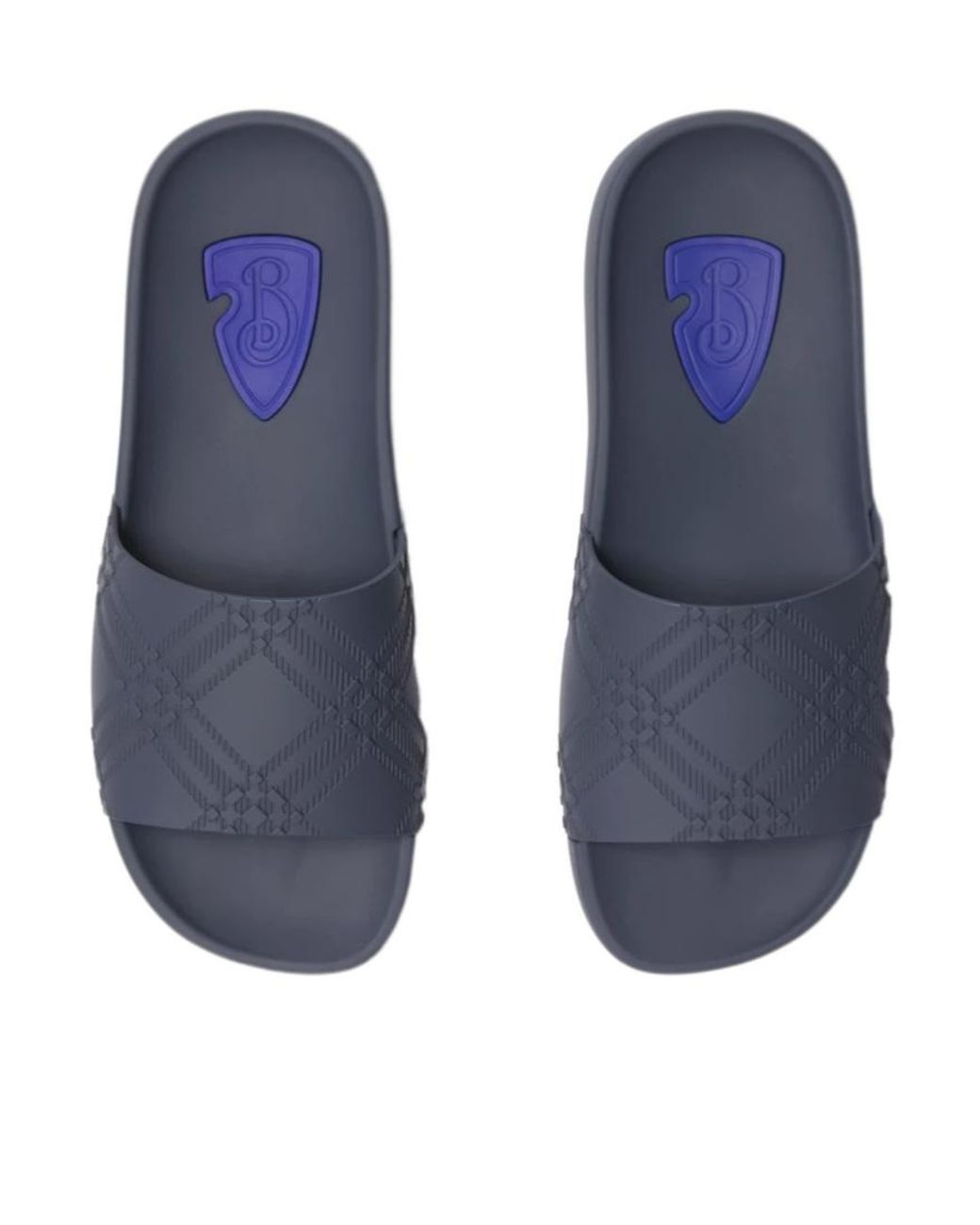 Burberry Blue Embossed Check Dive Slides for men