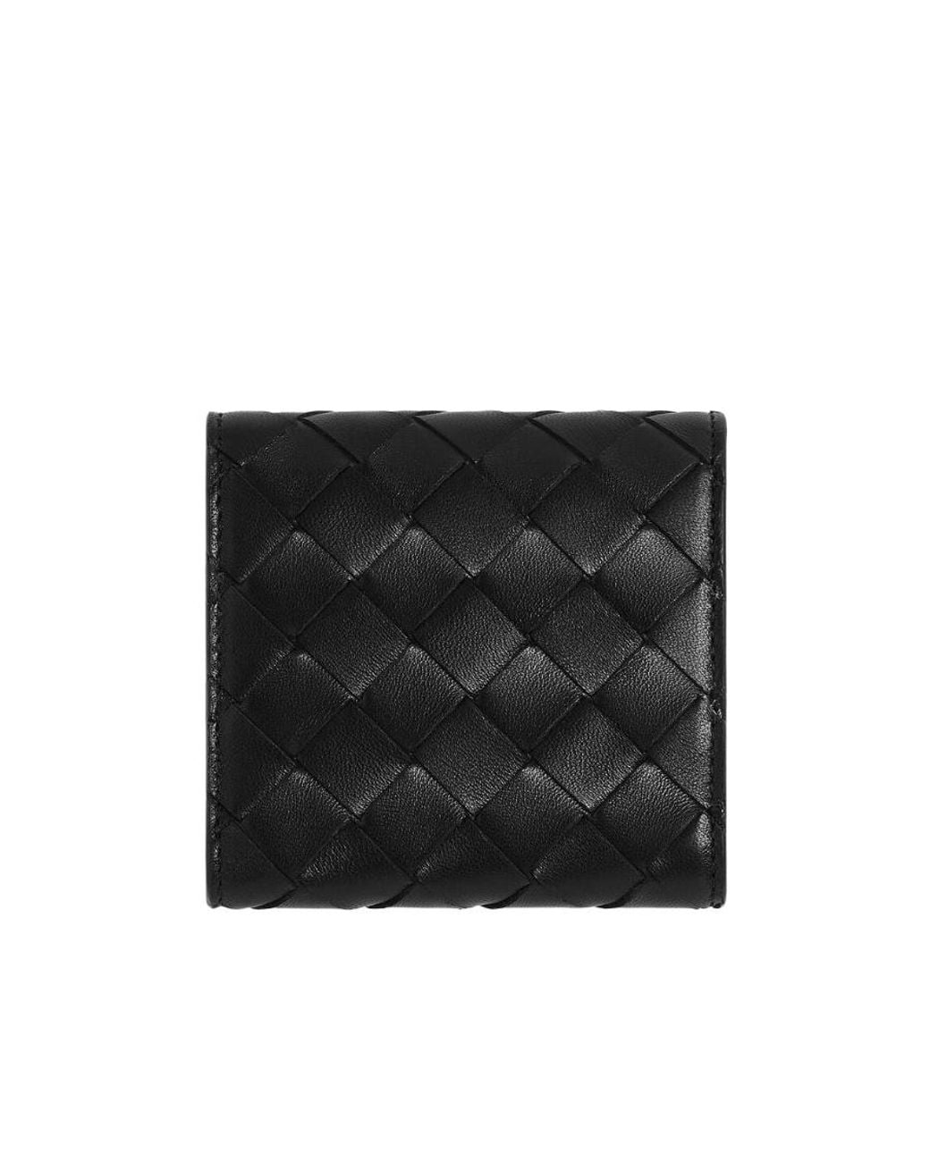 Bottega Veneta Black Intrecciato Compact Tri-Fold Wallet