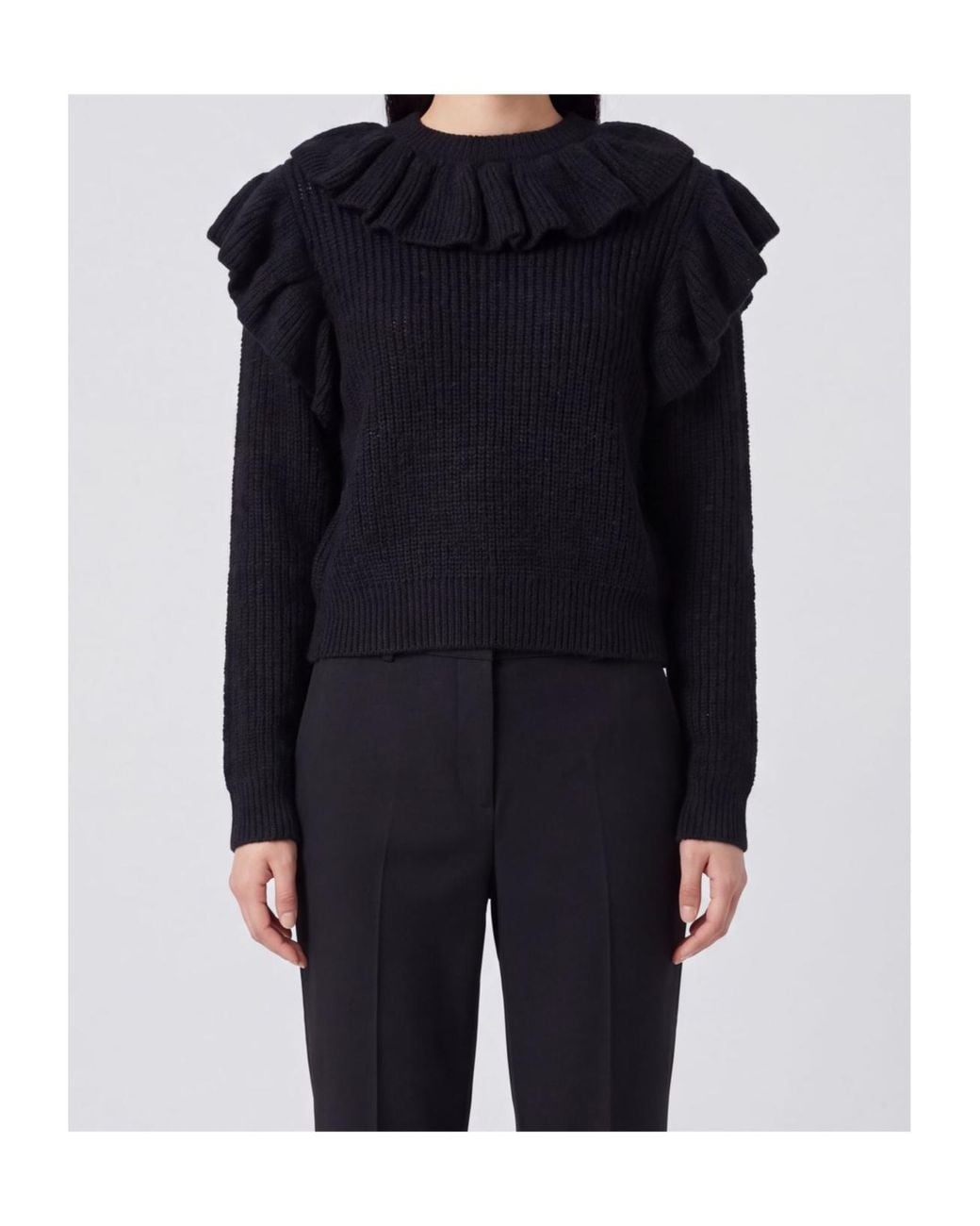 Twinset Black Jumper With Lurex Yarn And Ruffles