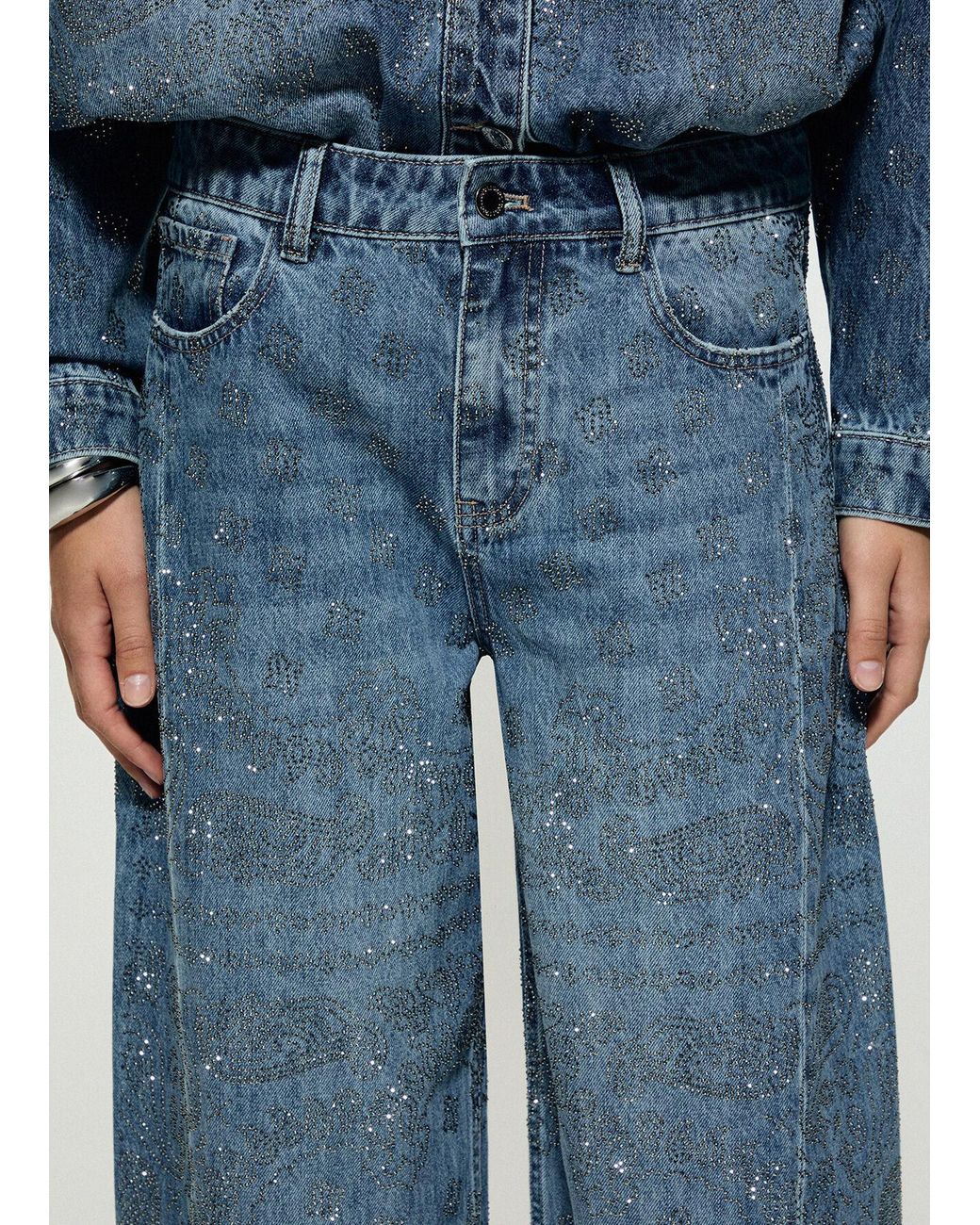 Liu Jo Blue Jeans Balloon With Rhinestones