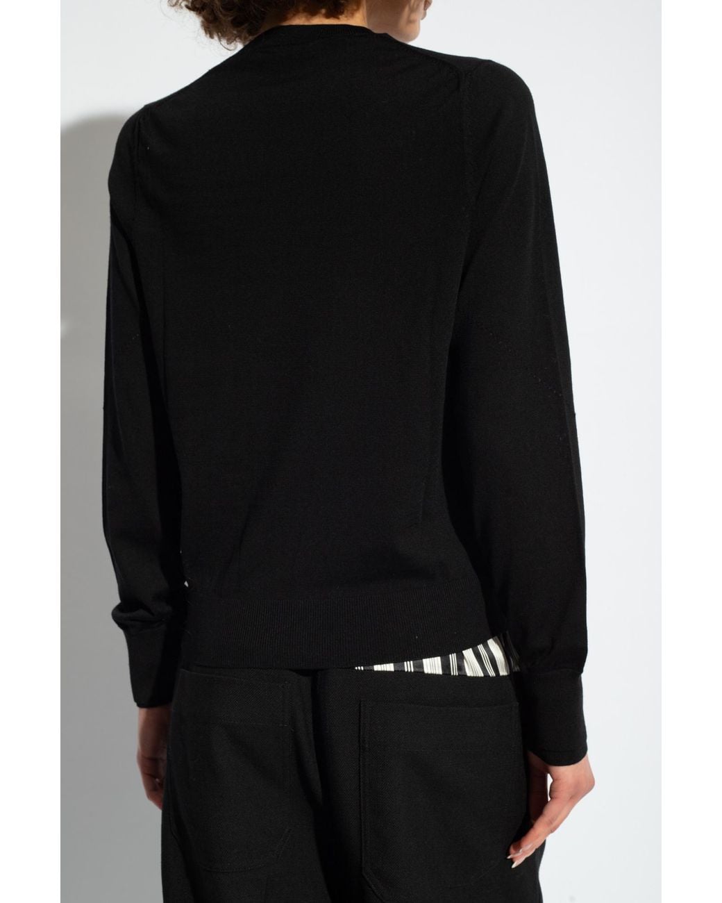 Victoria Beckham Black Logo-Embroidered Merino Wool Jumper