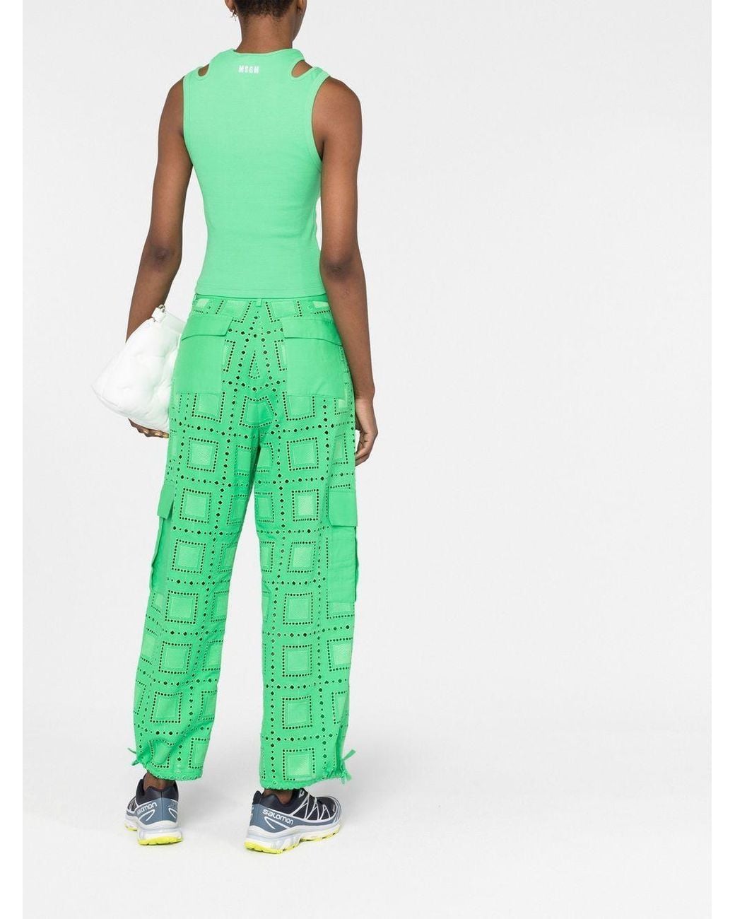 MSGM Green Cut-Out Tank Top