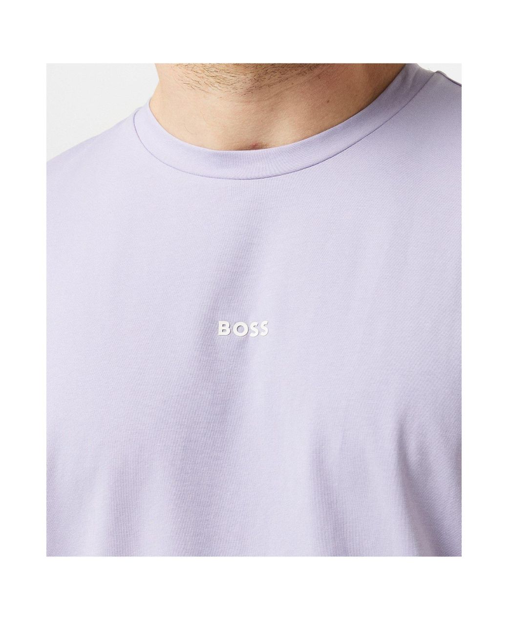 Boss White Logo Crew-Neck T-Shirt for men