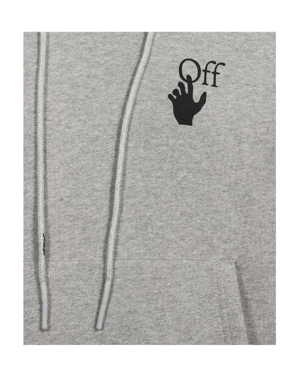 Off-White c/o Virgil Abloh Gray Arrows-Print Logo Drawstring Hoodie for men
