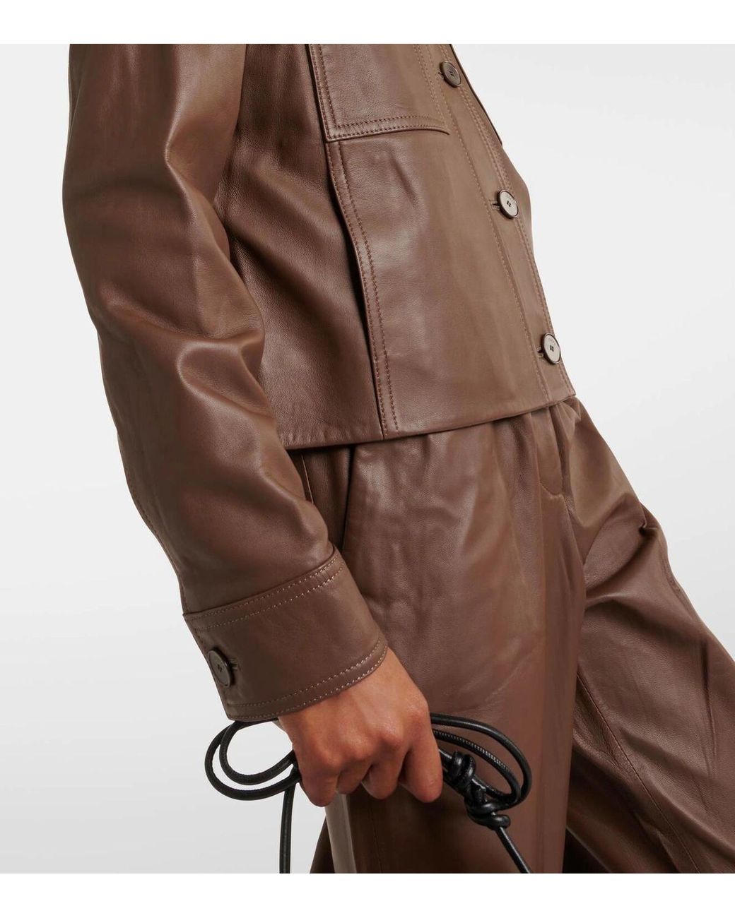 Joseph Brown Single-Breasted Leather Jacket