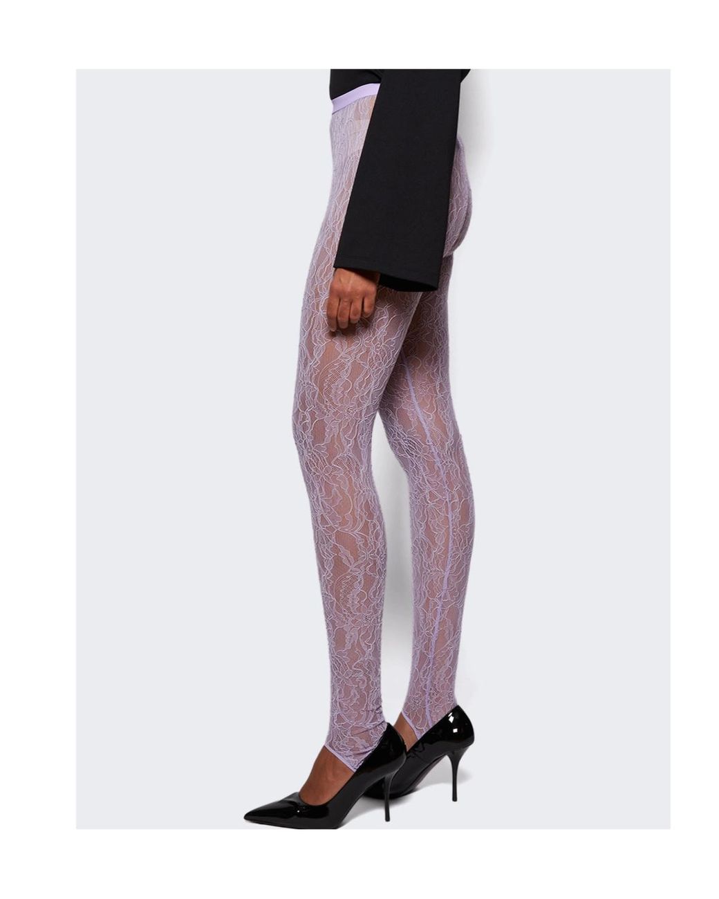 Wardrobe NYC Gray Lace Stirrup Leggings