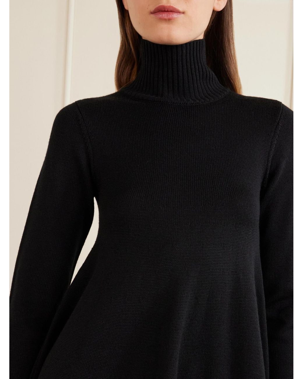 Totême  Black Totême Ribbed High Neck Knitted Jumper