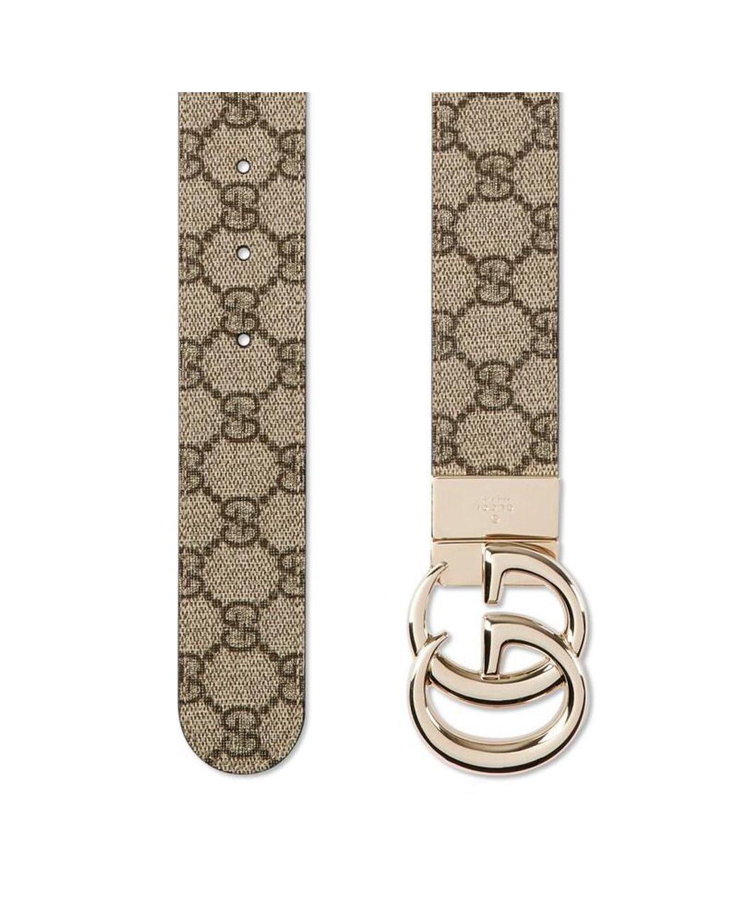 Gucci White Gg Supreme Buckle Belt