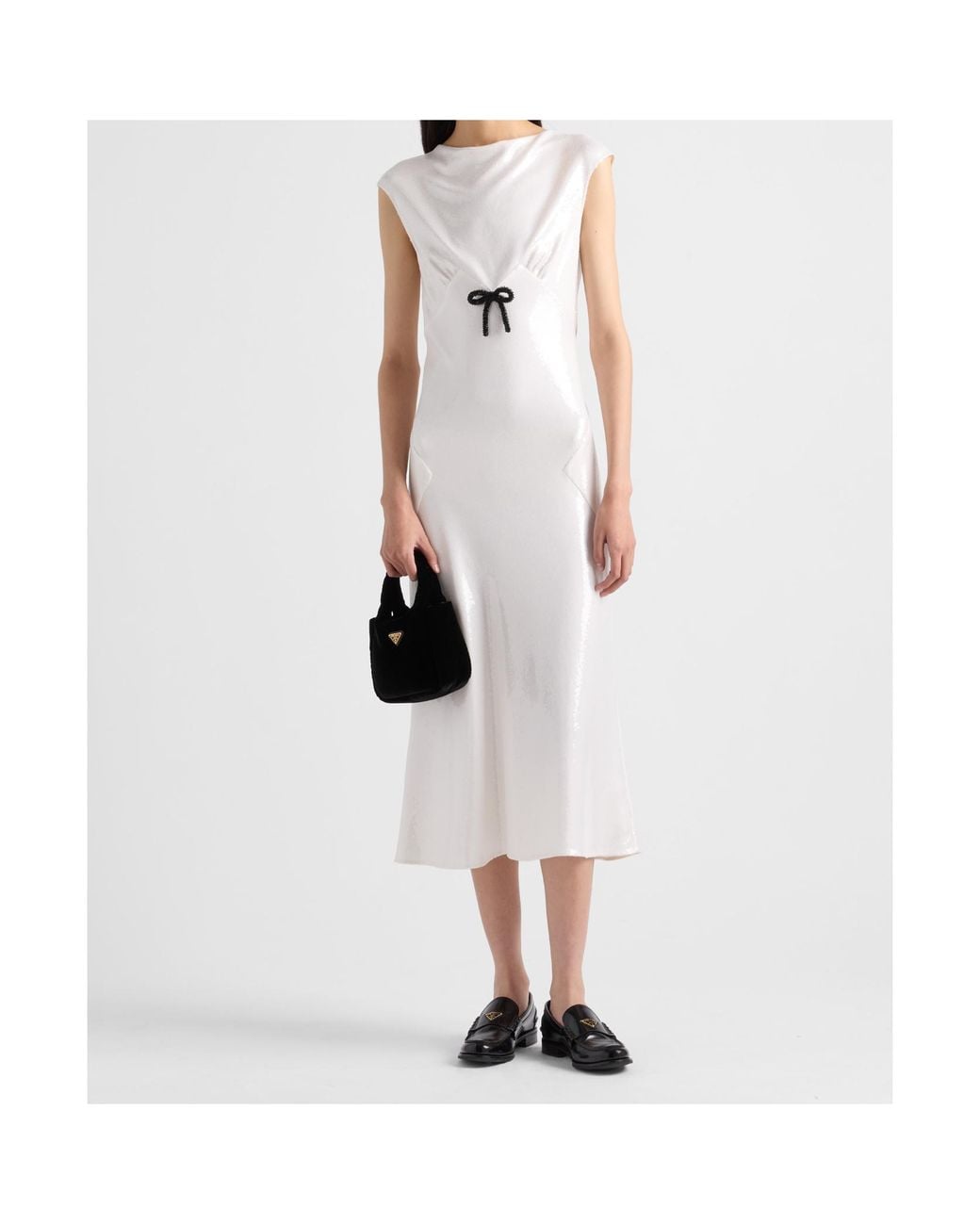 Prada White Sequined Midi Dress