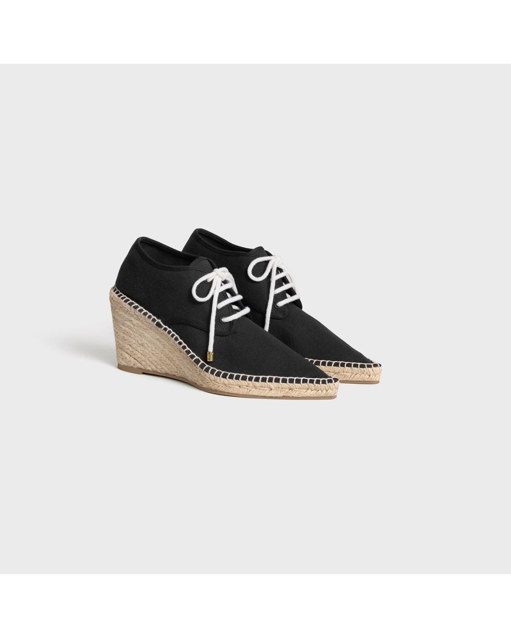 Céline Black Wedge Lace-Up Espadrilles