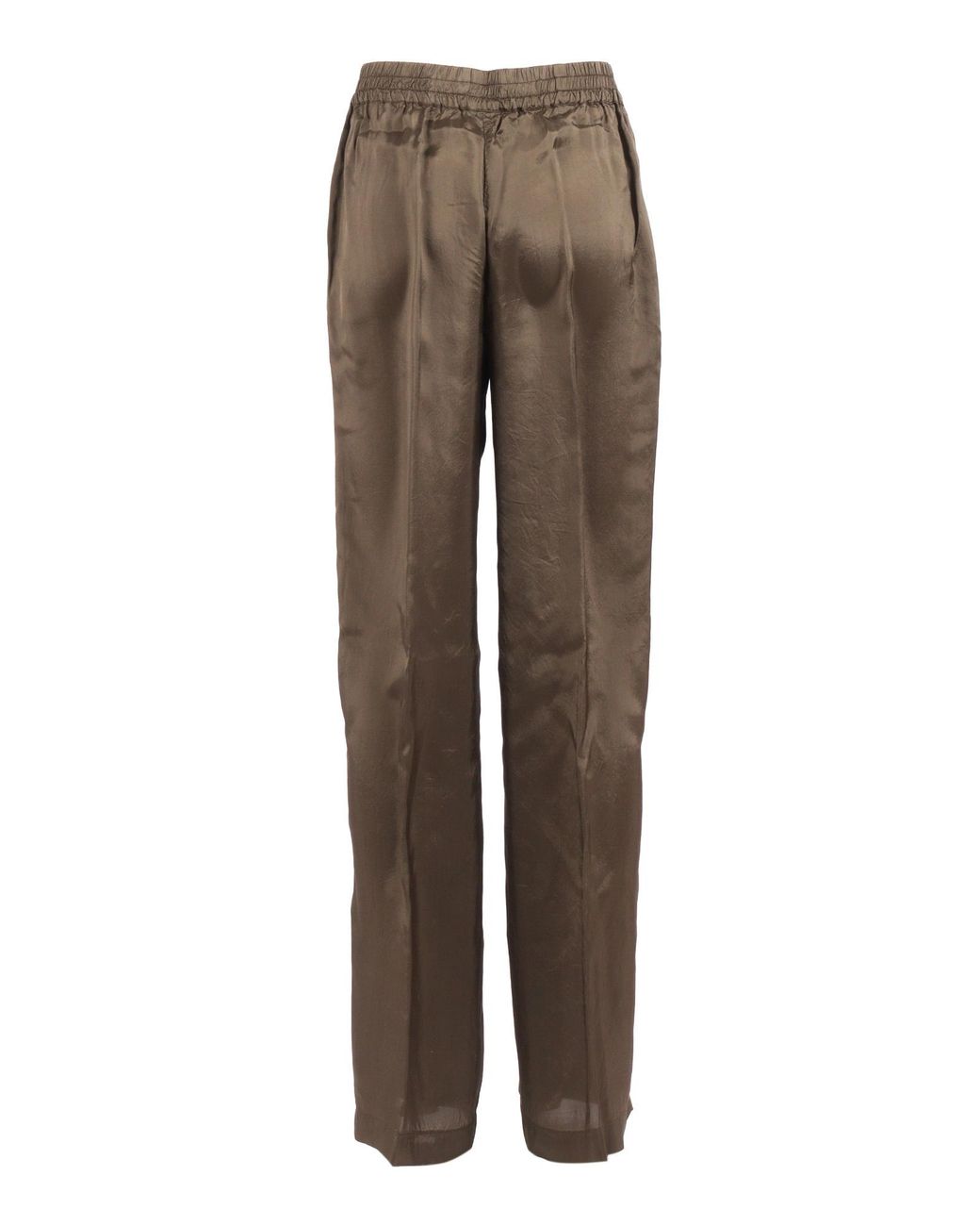 Aspesi Brown Elastic-Waistband Straight-Leg Pants
