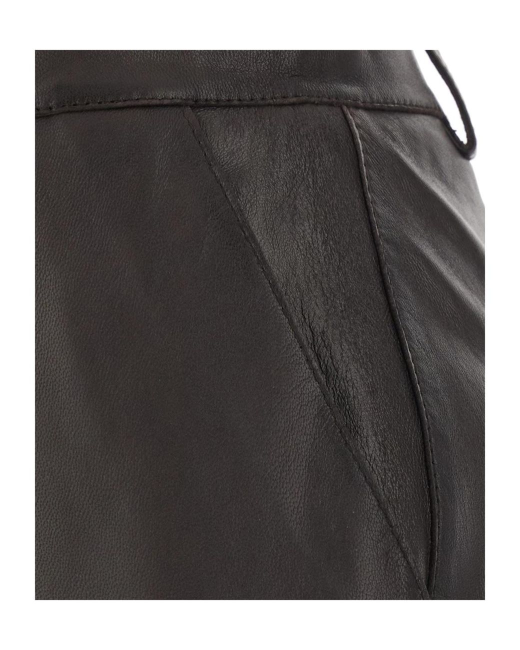 P.A.R.O.S.H. Gray Lamb Leather Skirt