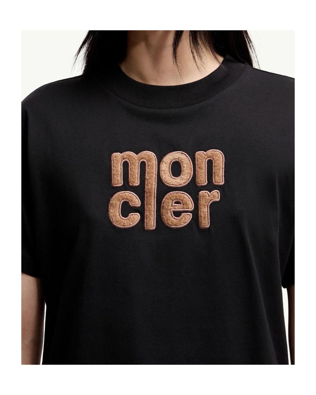 Moncler Black Logo Embroidered Crewneck T-Shirt