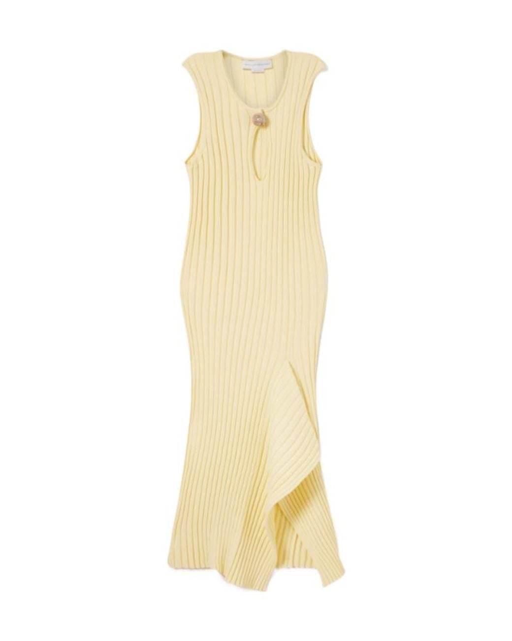 Stella McCartney Metallic Sleeveless Ribbed-Knit Midi Dress