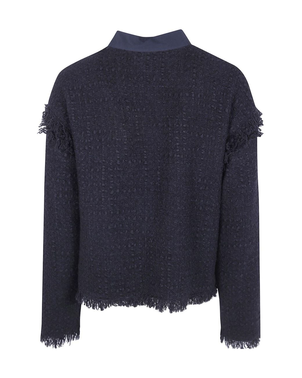 Mantu Blue Fringed Bouclé Jacket