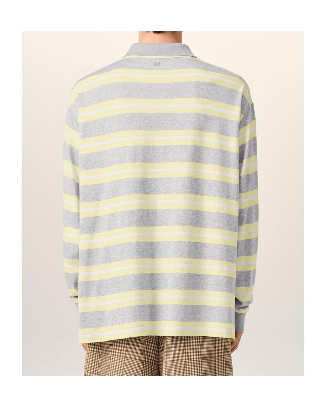 AMI White Ami Striped Polo Shirt for men
