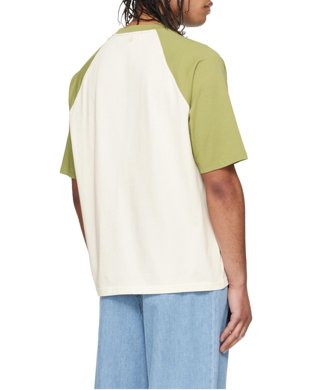 AMI Green Ami Logo Detailed Crewneck T-Shirt for men