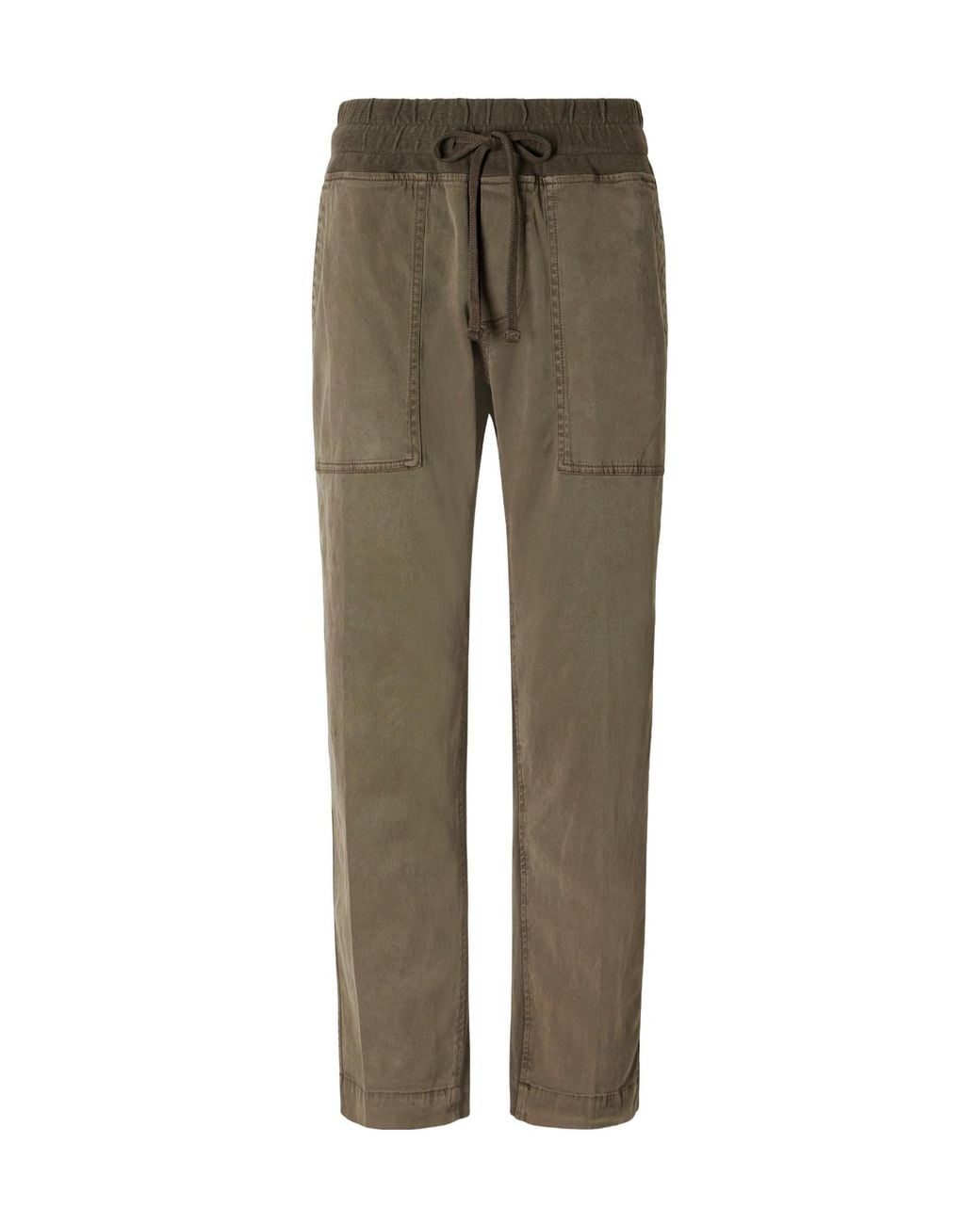 James Perse Green Rib-Trimmed Cotton-Twill Tapered Pants