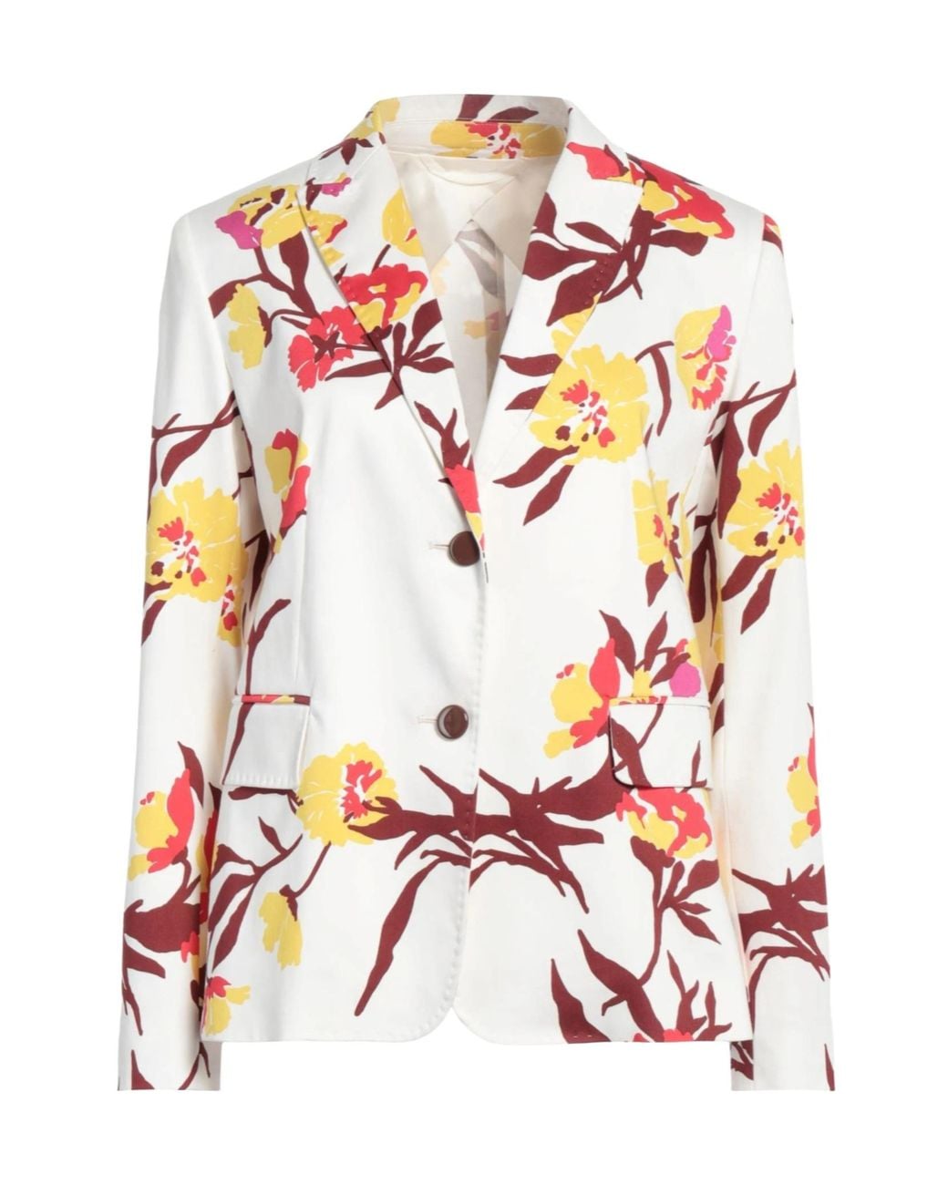 Max Mara White Floral-Print Blazer