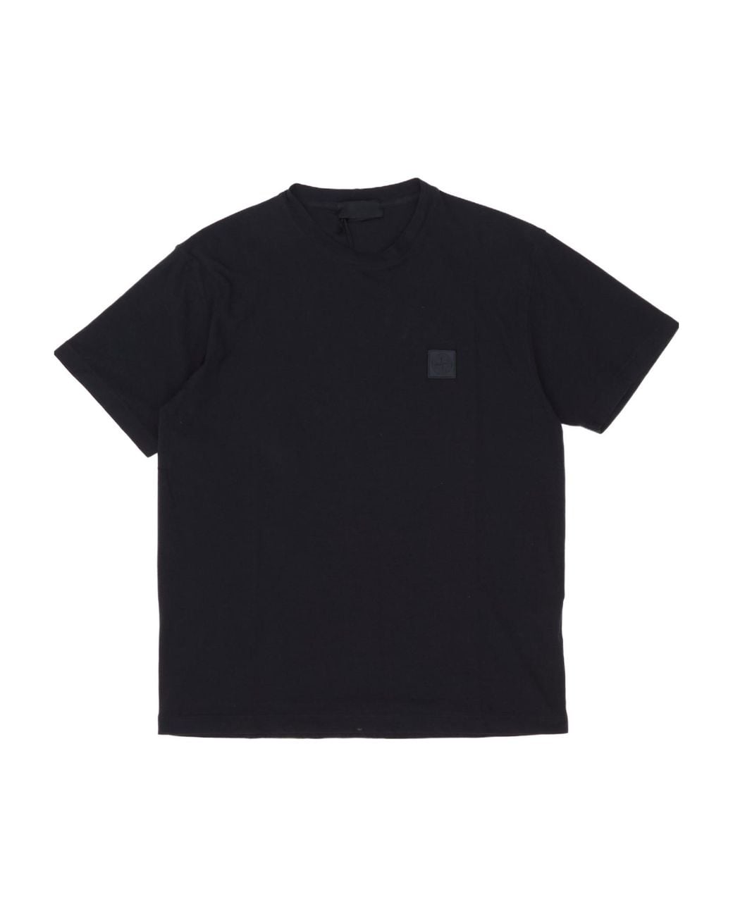 Stone Island Black Logo Patch Cotton T-Shirt for men