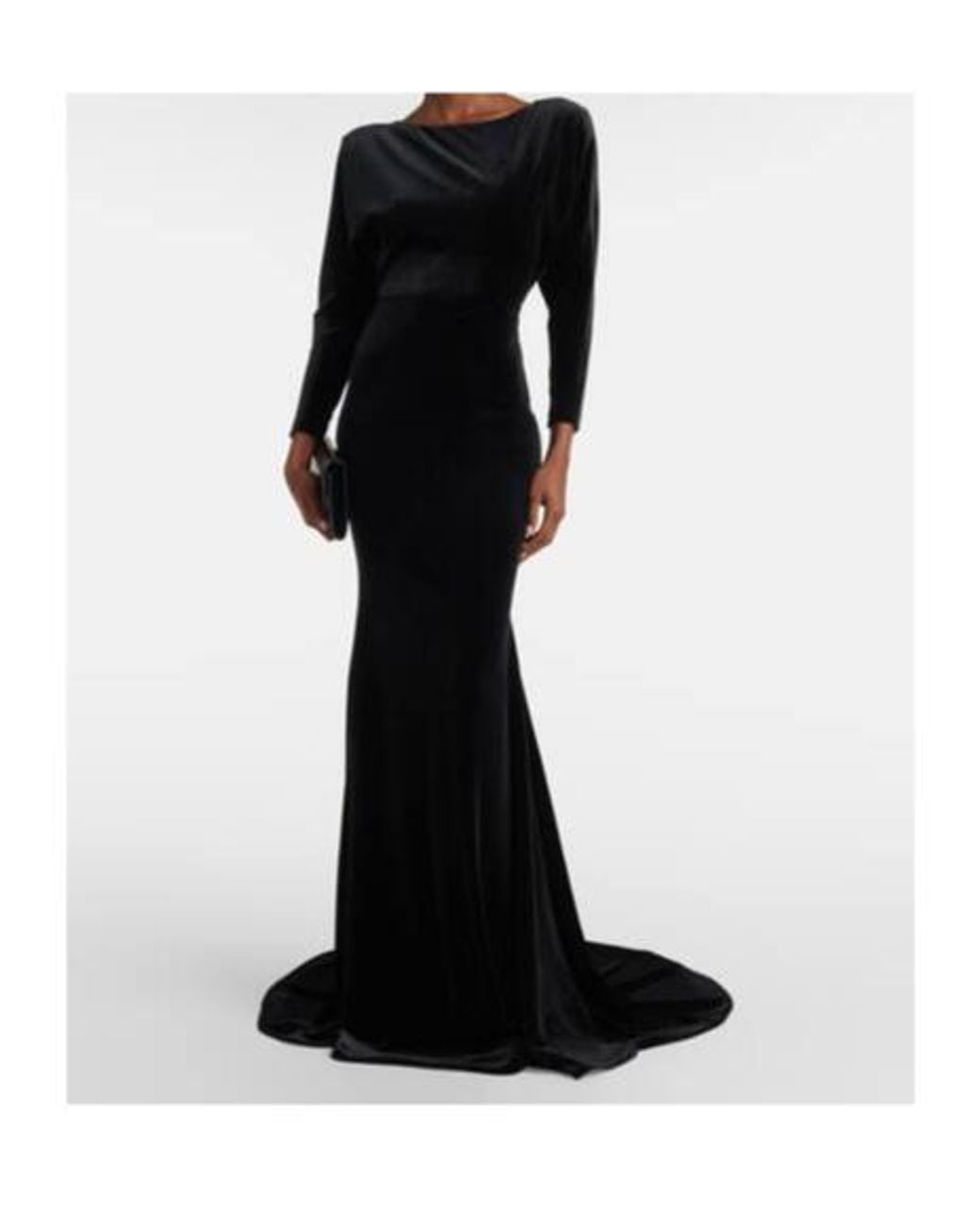 Alex Perry Black Open-Back Velvet Gown